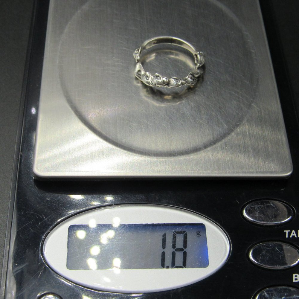 Size 6 Sterling Silver Line Of Dolphins Band Ring Vintage - Picture 8 of 8
